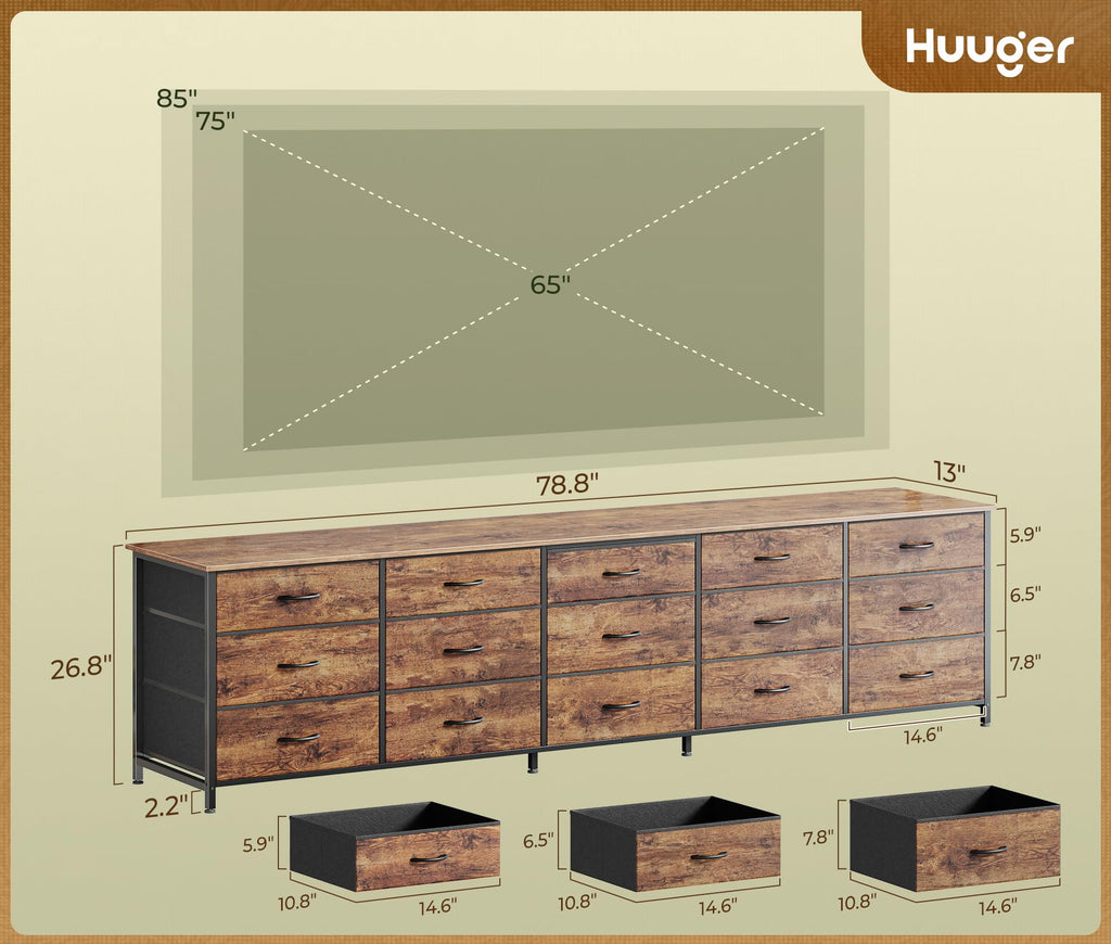 78.7 inch 15 Drawer Fabric Dresser N199
