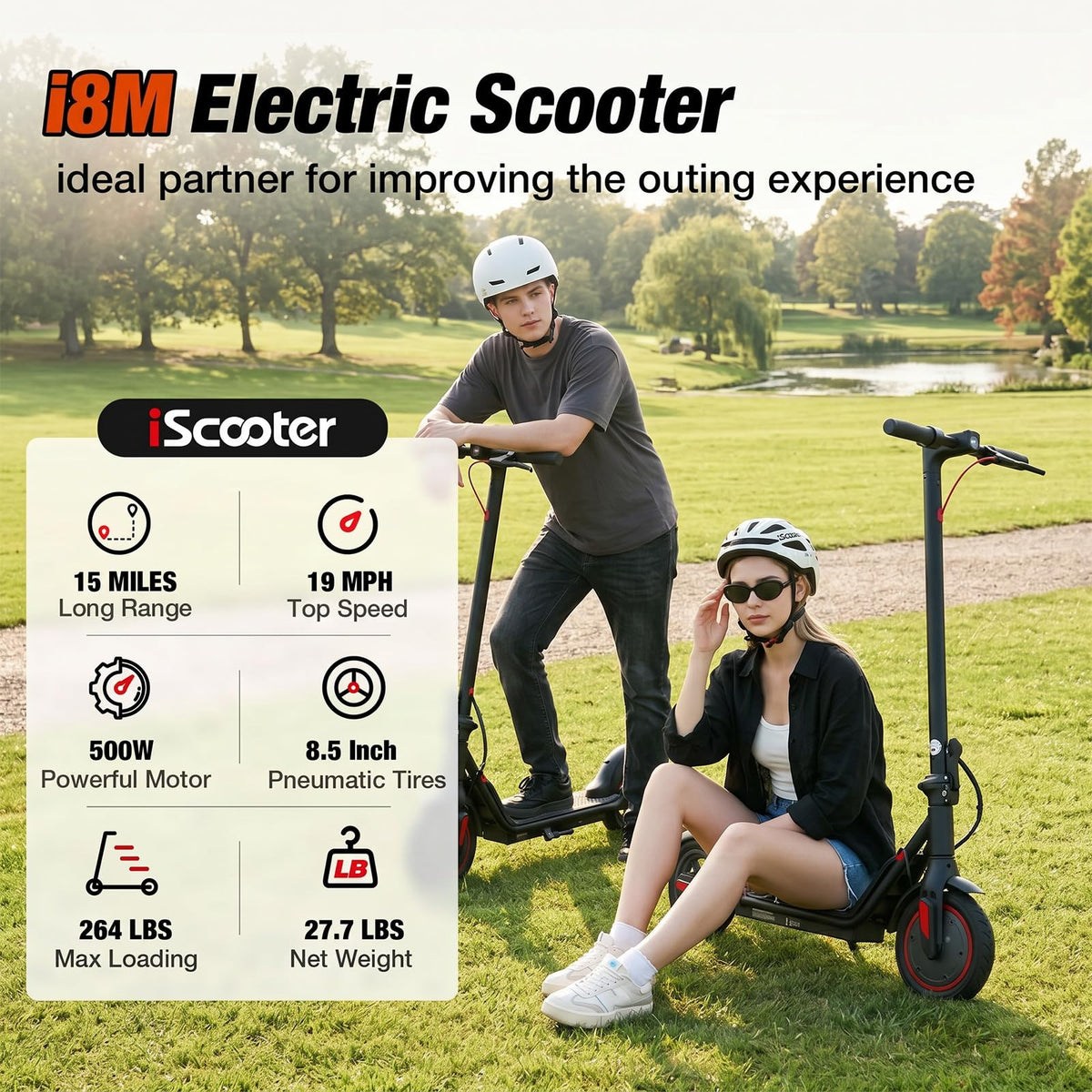 Electric Scooter with 8.5" Pneumatic Tires A408