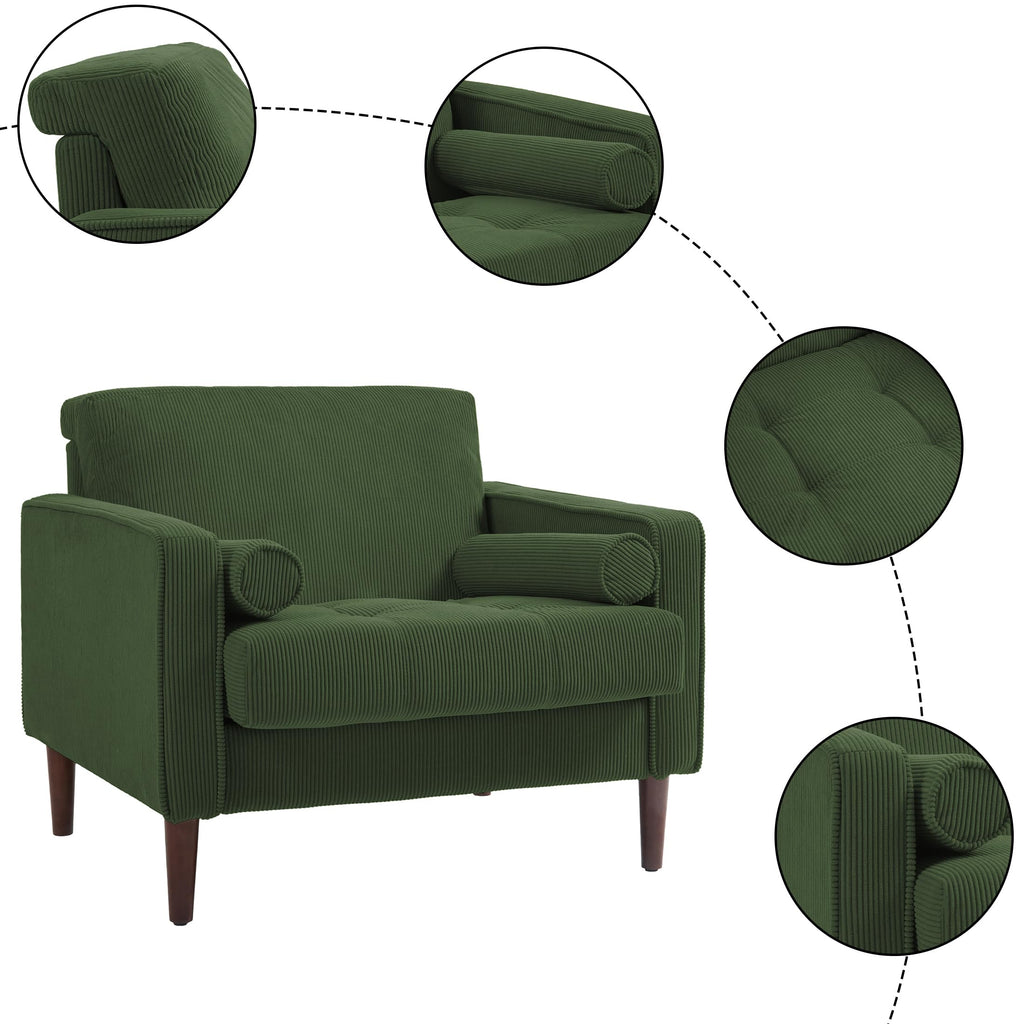 Set of 2 Green Corduroy Upholstered Accent Chairs K98439