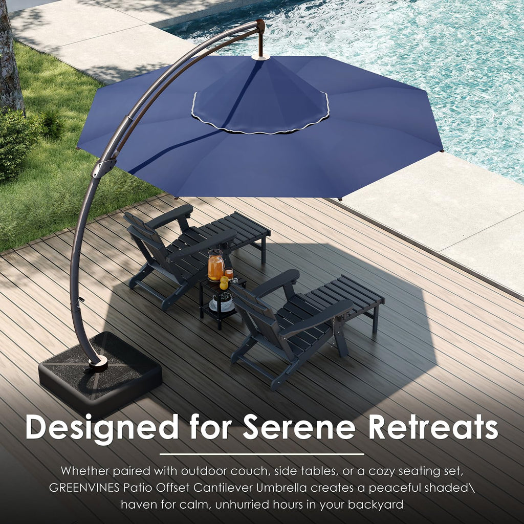 11-FT Patio Offset Cantilever Umbrella with Base I5975