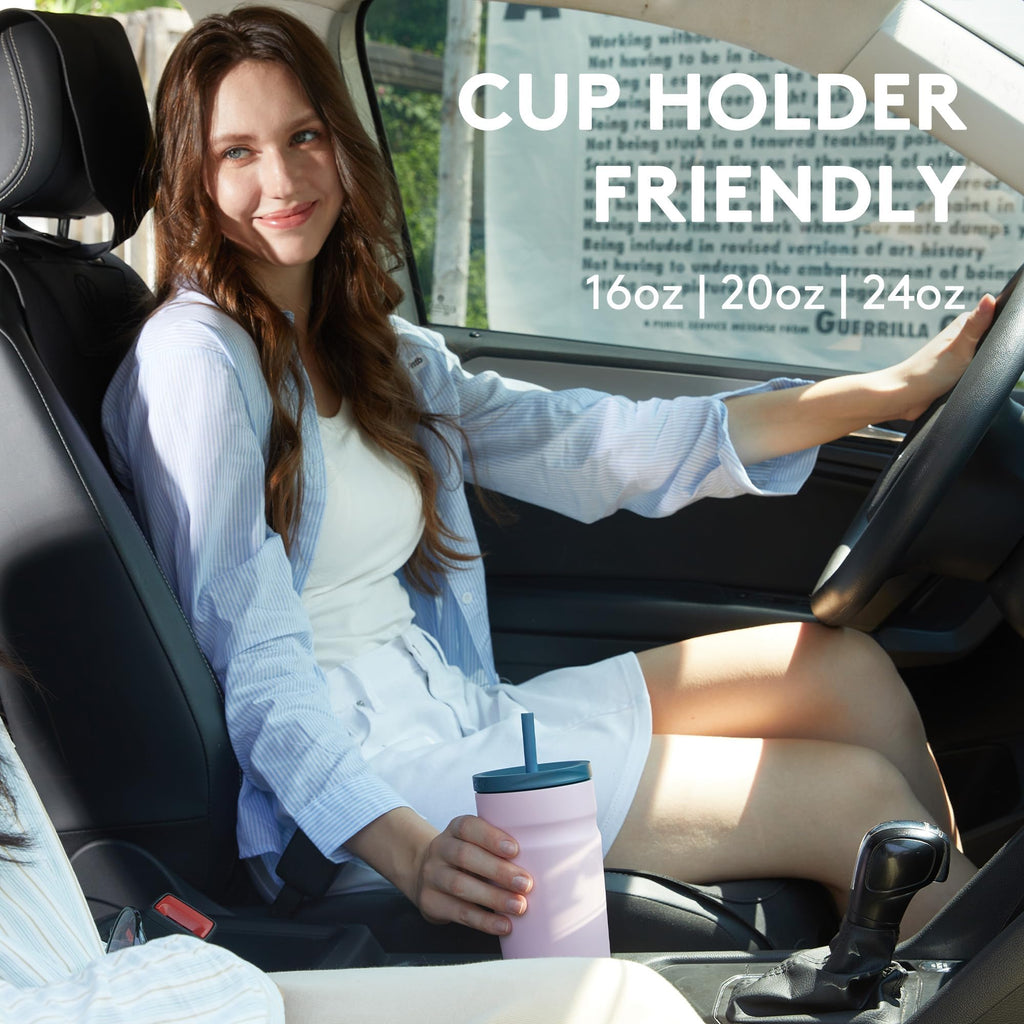 20oz Insulated Stainless Steel Tumbler with Lid and Straw W8036