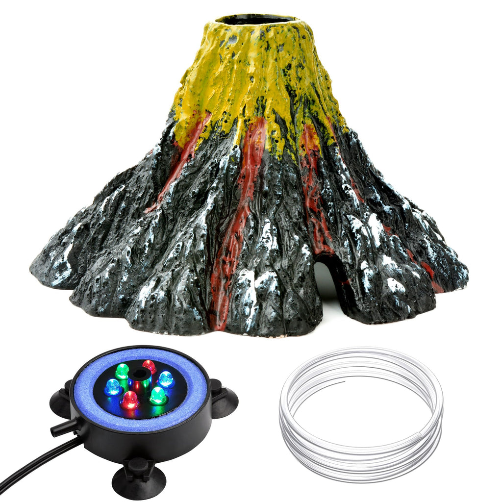 Aquarium Bubbler Decoration LED Volcano Ornament F843314