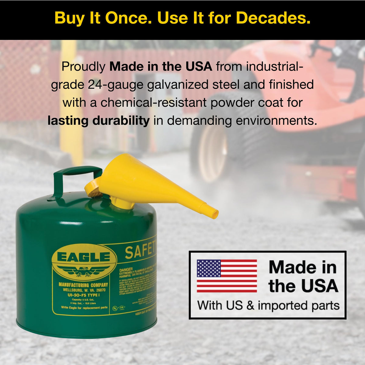 5 Gallon Type I Green Safety Gas Can N577