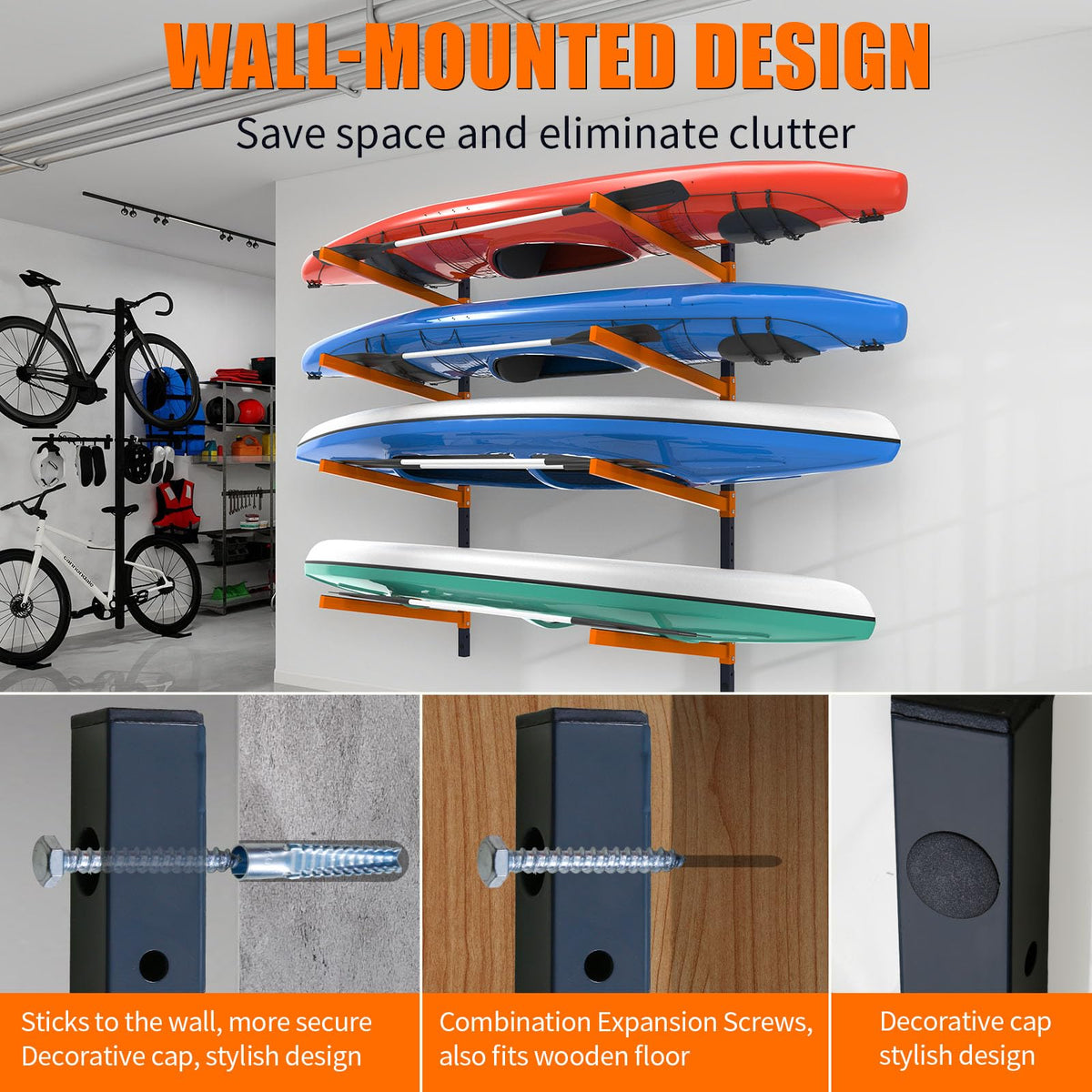 Wall Mount Adjustable Kayak Storage Rack Z316