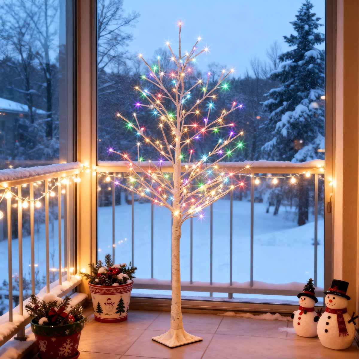 Multicolor Lighted Birch Tree 6FT S305751