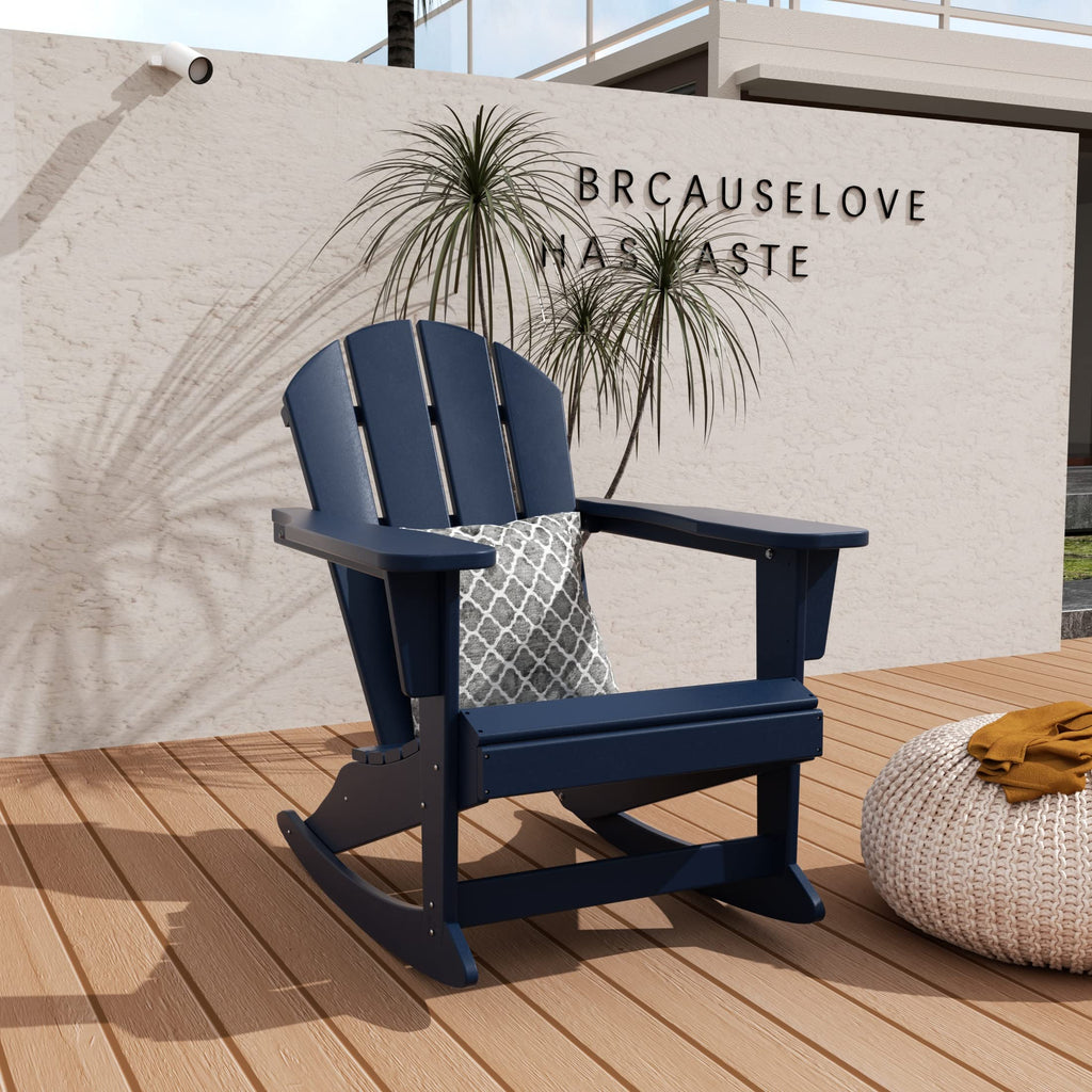 Navy Blue HDPE Outdoor Rocking Chair V987
