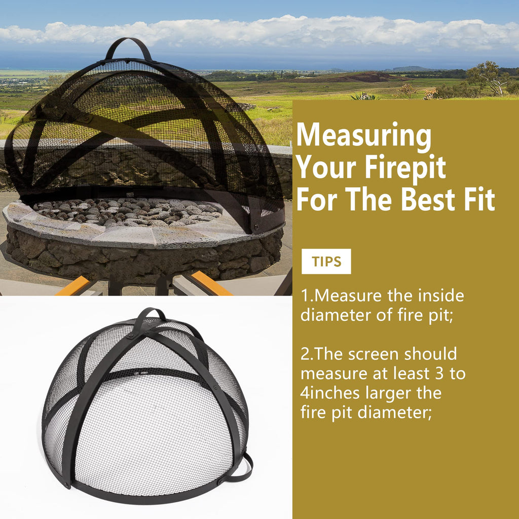 32" Round Fire Pit Spark Screen Cover with Door A7817