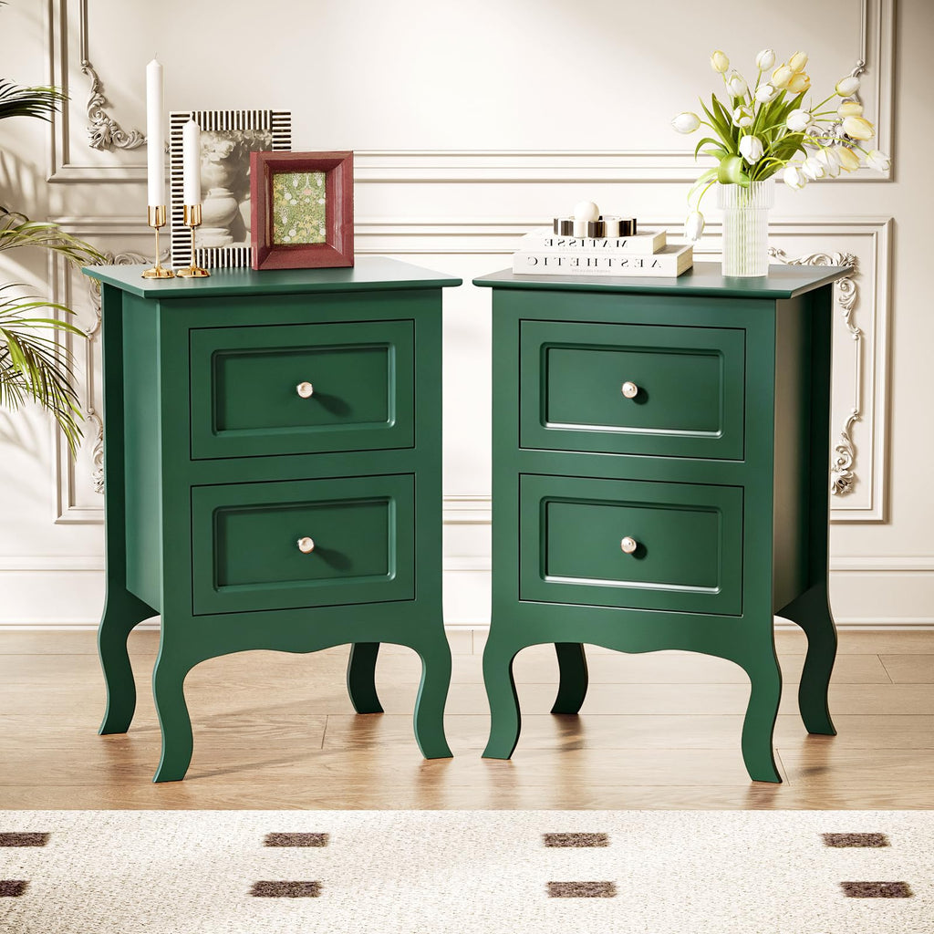 Green Nightstand Set of 2 Wood Z843874