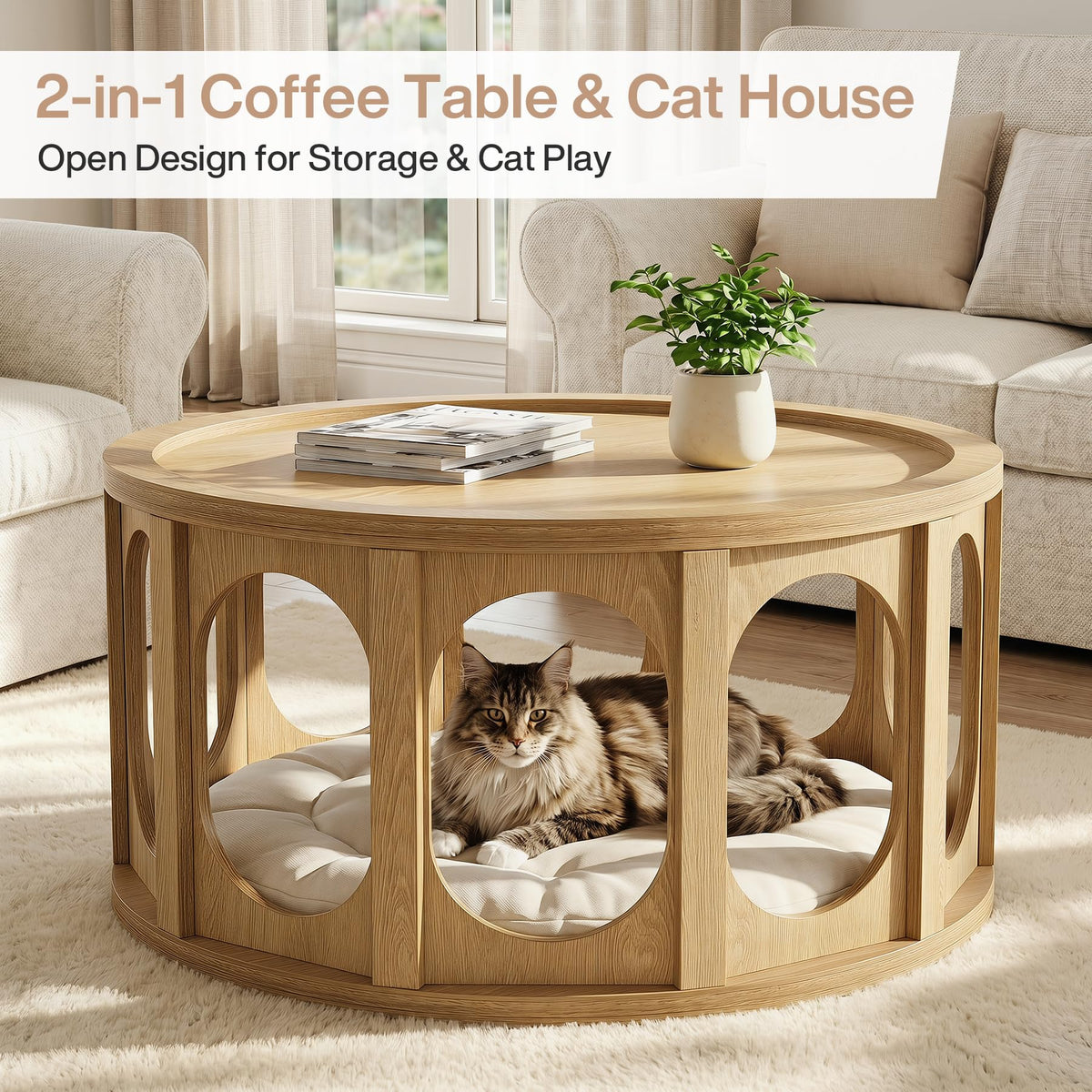 Round Coffee Table with Storage P1303