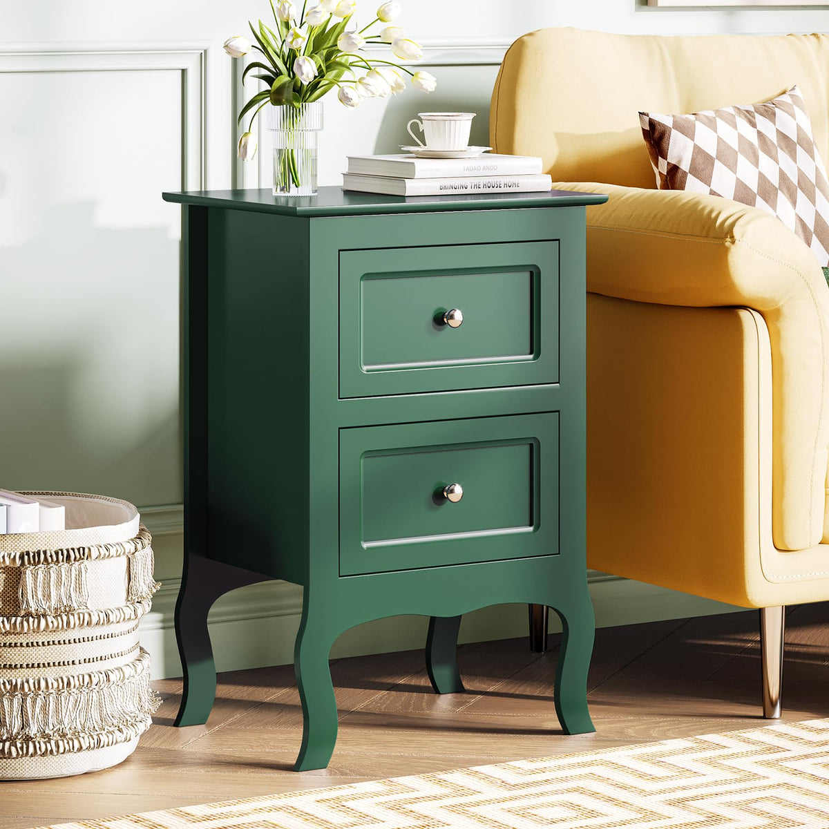 Green Nightstand Set of 2 Wood Z843874