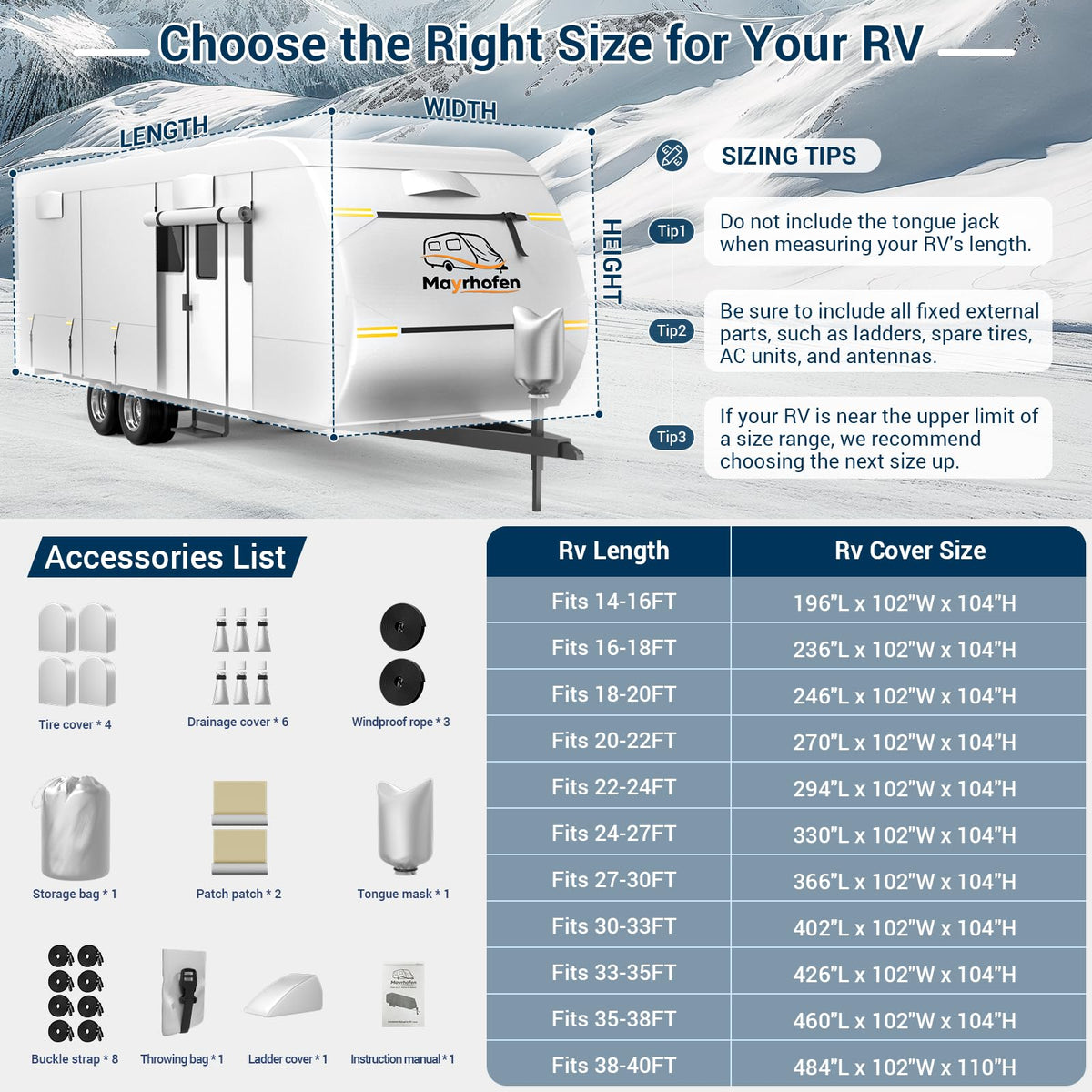 14-16ft 6 Layers 600D Oxford Waterproof RV Cover O271015