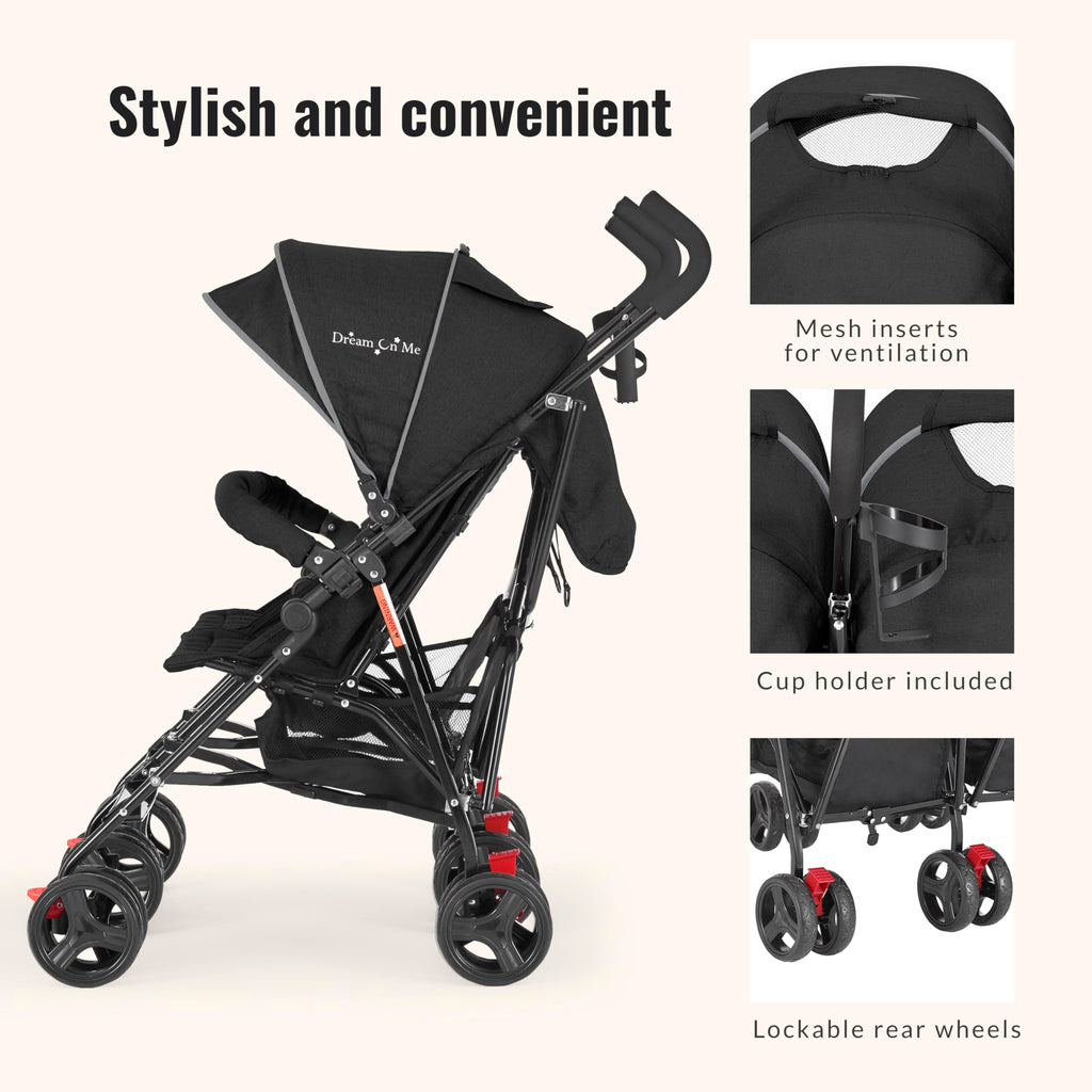 Black Twin Umbrella Toddler Stroller V989