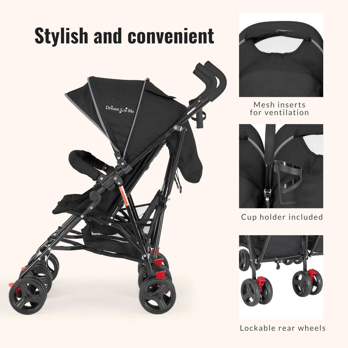 Black Twin Umbrella Toddler Stroller V989