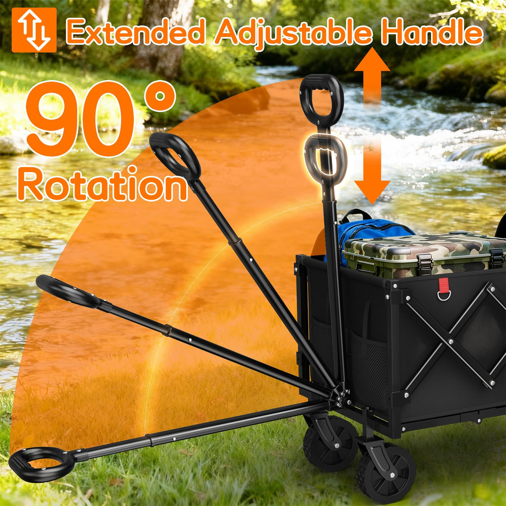 35" Extra Long Foldable Wagon Cart with Wheels J931100