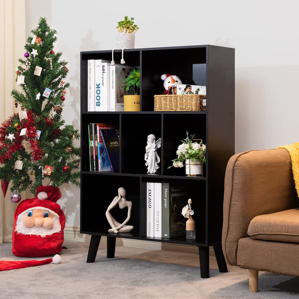 Black 3 Tier Wood Bookshelf Q16667