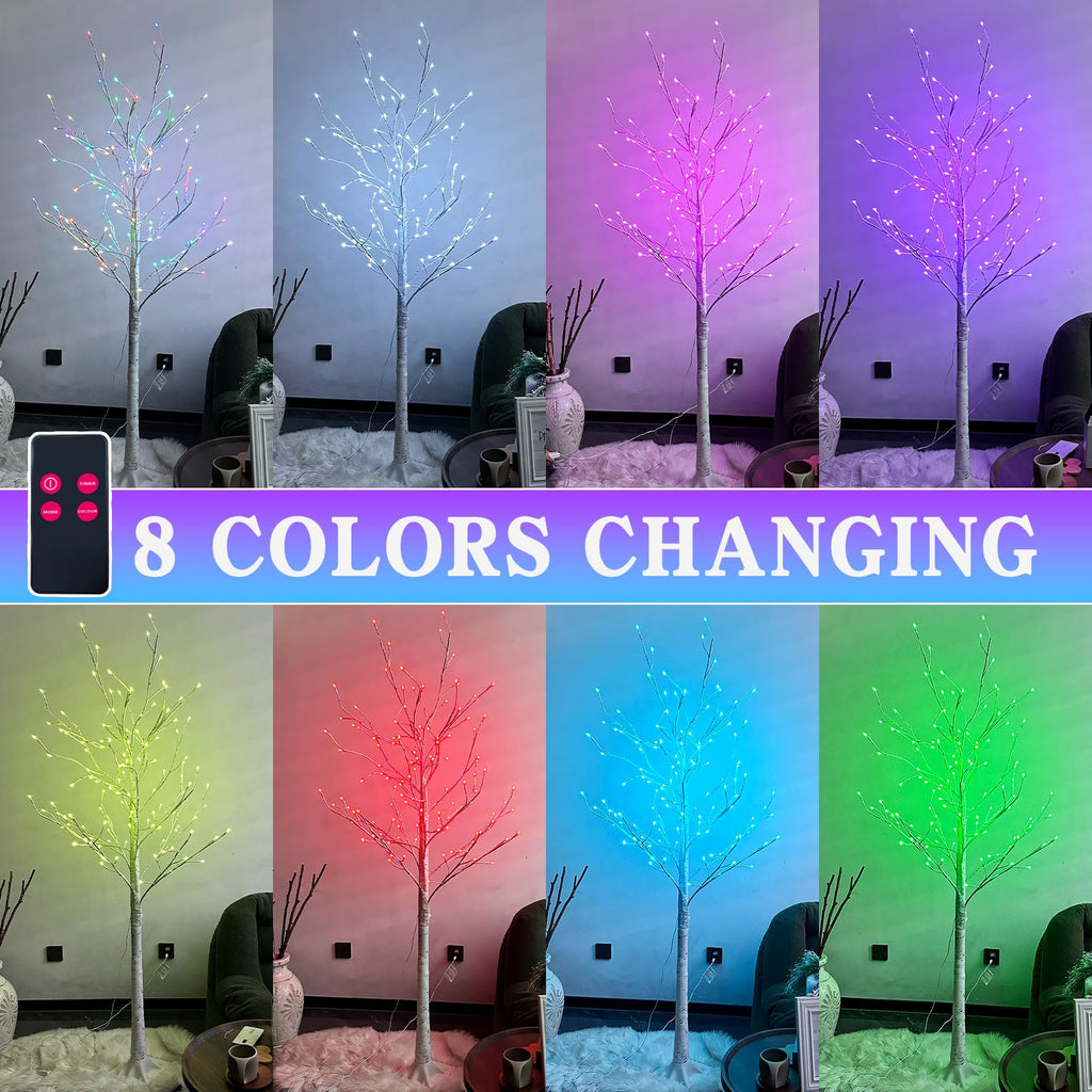 Multicolor Lighted Birch Tree 6FT S305751