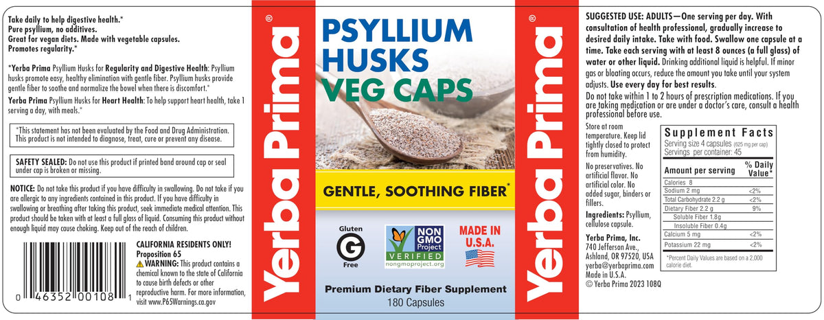 Psyllium Husks 180 Veg Caps Q624329
