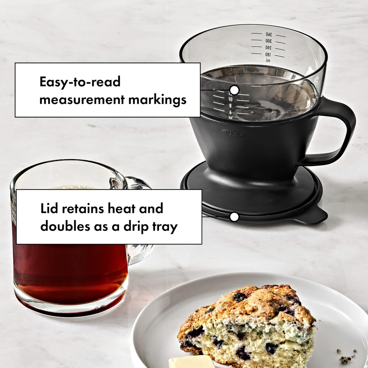 Single Serve Pour-Over Coffee Maker 12 oz Matte Black D40238
