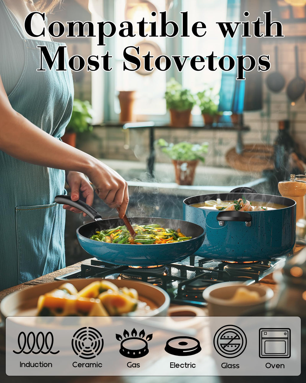 12-Piece Nonstick Induction Compatible Cookware Set M450366
