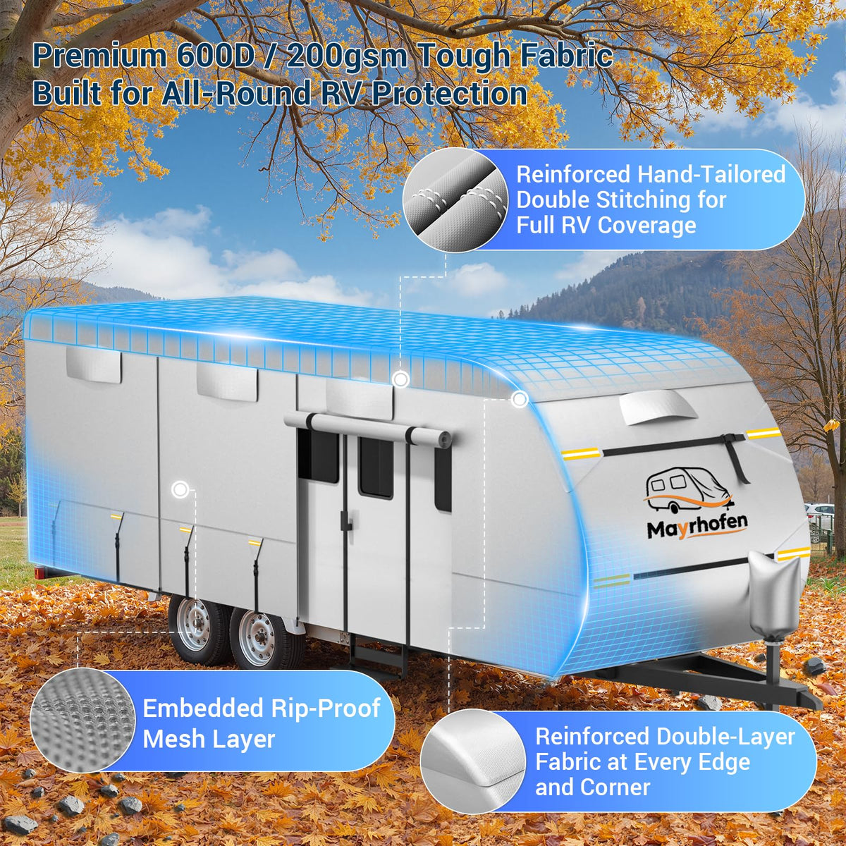 14-16ft 6 Layers 600D Oxford Waterproof RV Cover O271015