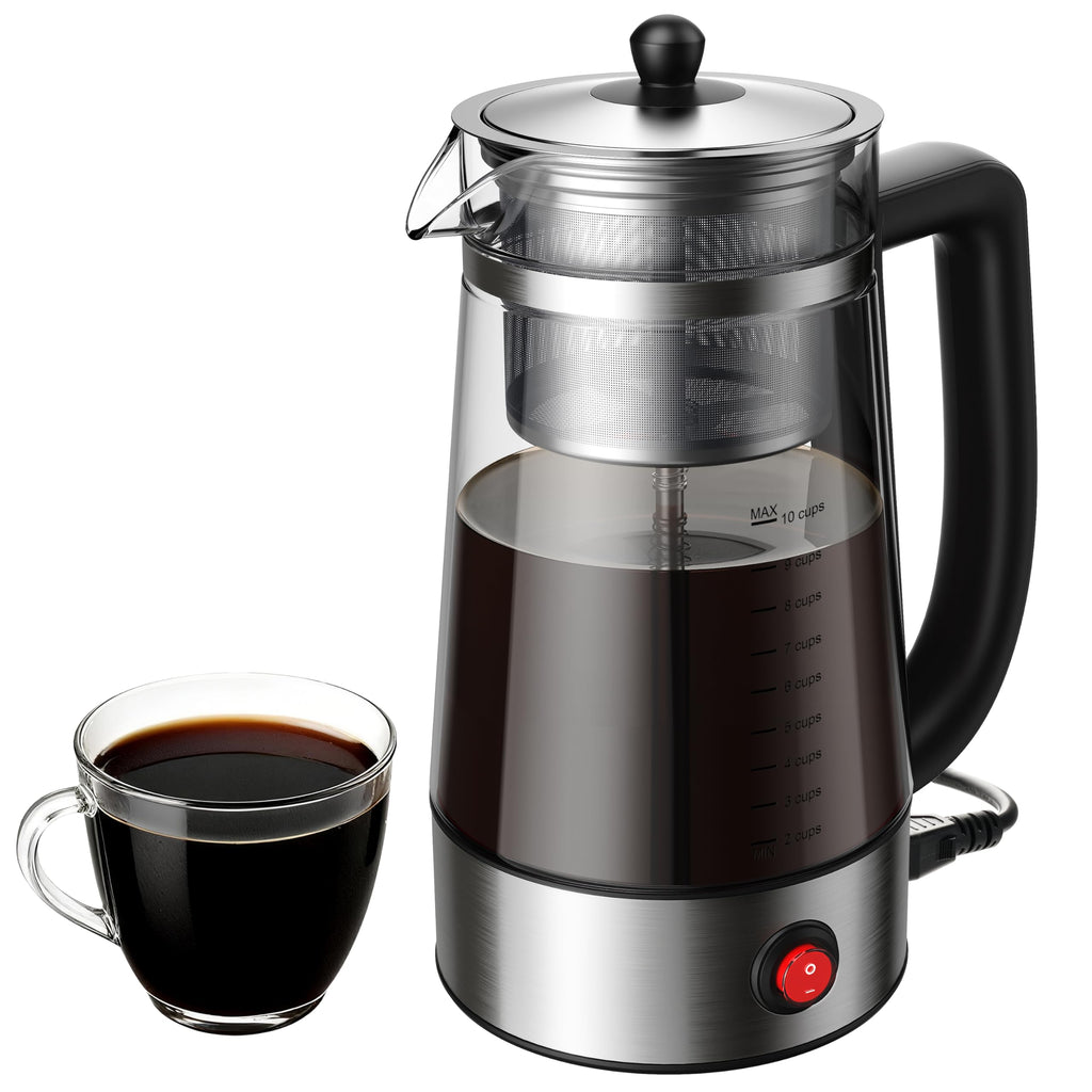 10-Cup Electric Percolator Coffee Pot with Borosilicate Carafe Q1588