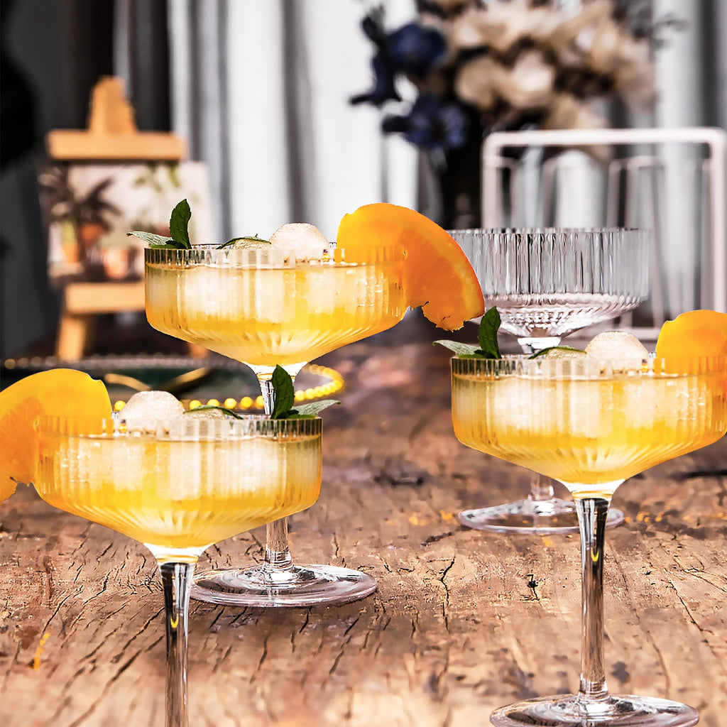 Champagne Coupe Glasses Set of 6, 8 oz Crystal Cocktail Glassware O932691