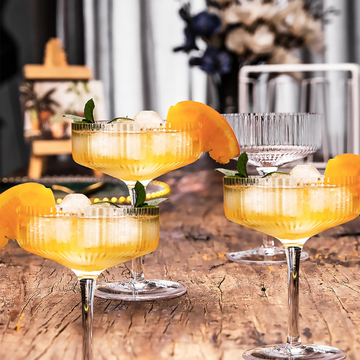 Champagne Coupe Glasses Set of 6, 8 oz Crystal Cocktail Glassware O932691