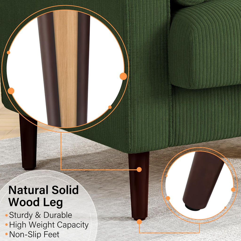 Set of 2 Green Corduroy Upholstered Accent Chairs K98439