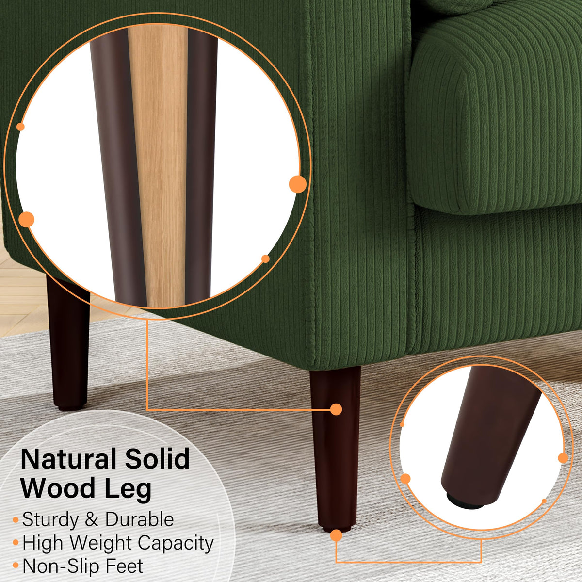 Set of 2 Green Corduroy Upholstered Accent Chairs K98439