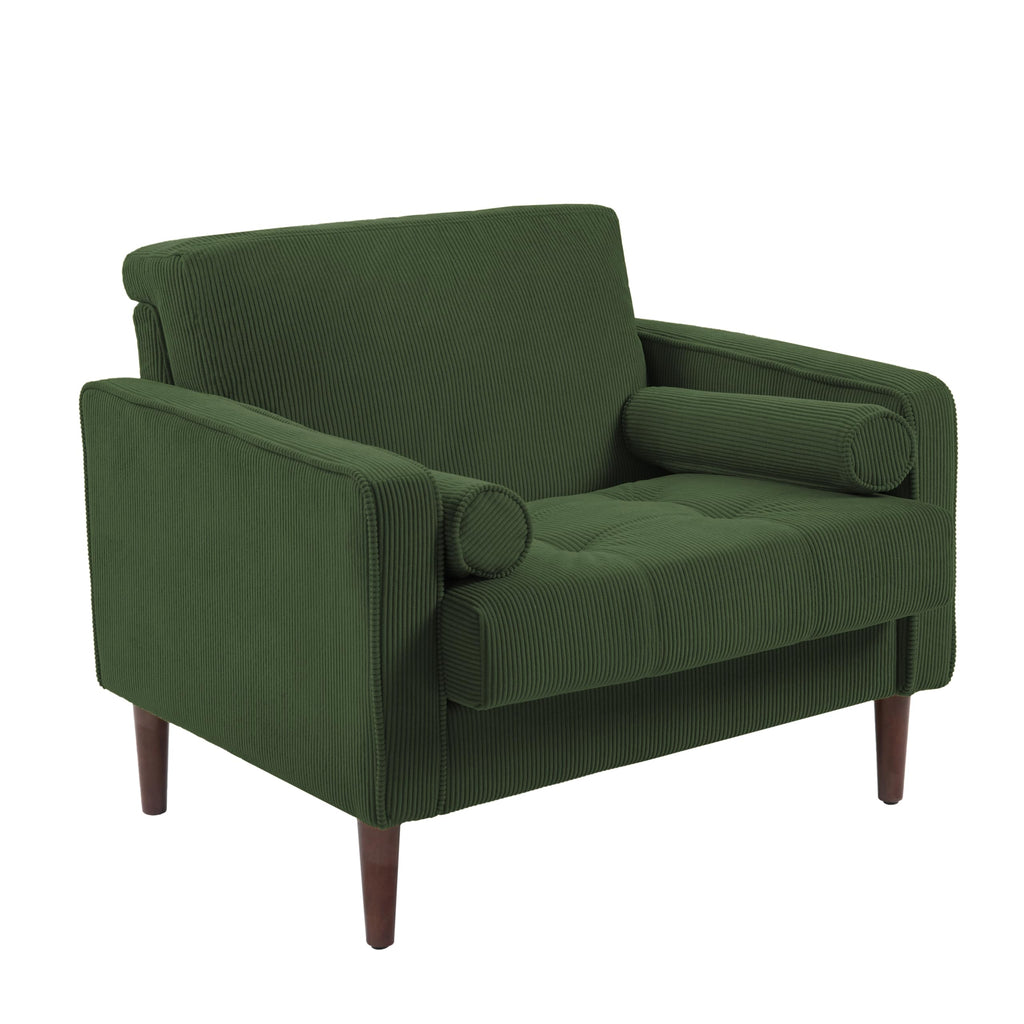 Set of 2 Green Corduroy Upholstered Accent Chairs K98439
