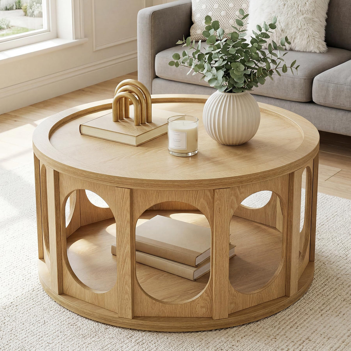 Round Coffee Table with Storage P1303