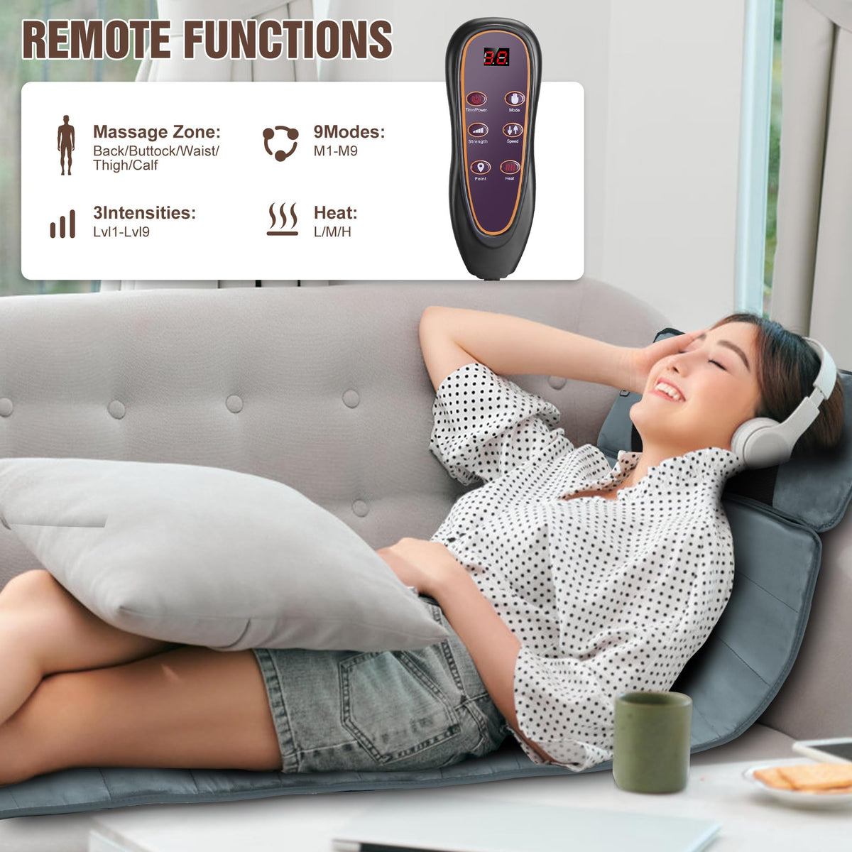 Full Body Massage Mat with Heat, 10 Motors, 9 Modes N2948