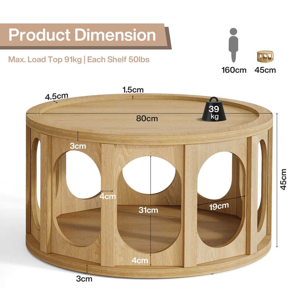Round Coffee Table with Storage P1303