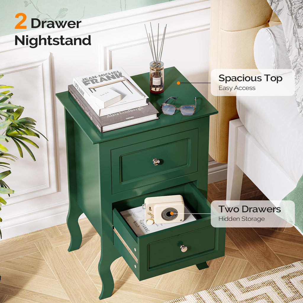 Green Nightstand Set of 2 Wood Z843874