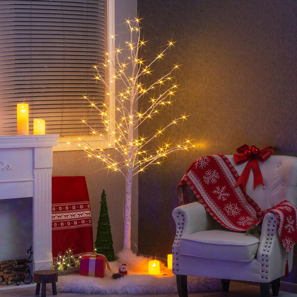 Multicolor Lighted Birch Tree 6FT S305751