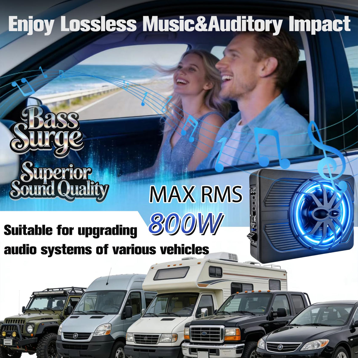 800W Under Seat Subwoofer with Amp Z523838