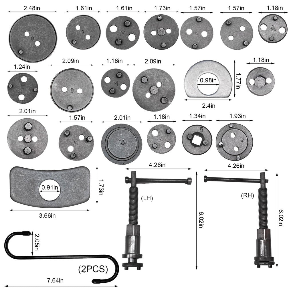 Brake Caliper Wind Back Tool Set with Disc Adapters M325356