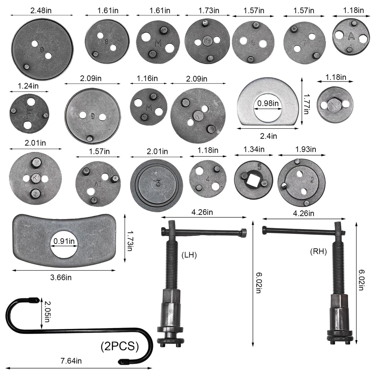 Brake Caliper Wind Back Tool Set with Disc Adapters M325356