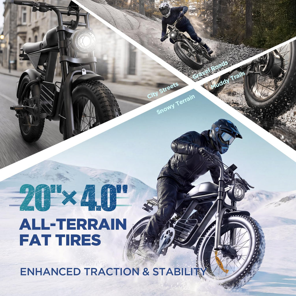 1000W Electric Bike 48V 15Ah 20" Fat Tire 7-Speed V268
