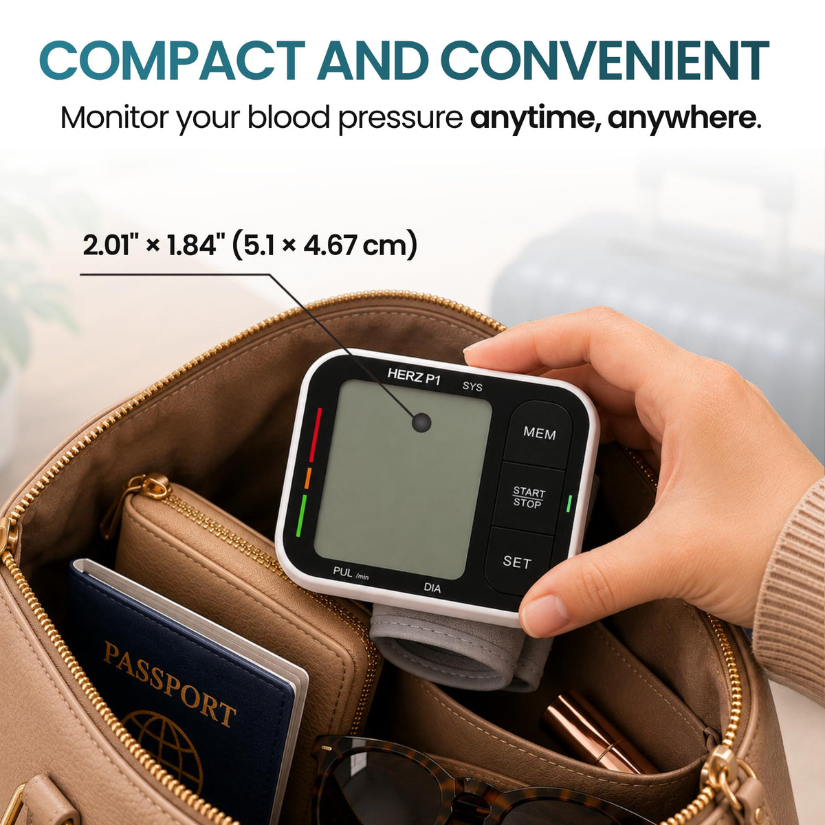 Wrist Blood Pressure Monitor with Large LCD Display and Adjustable Cuff P344