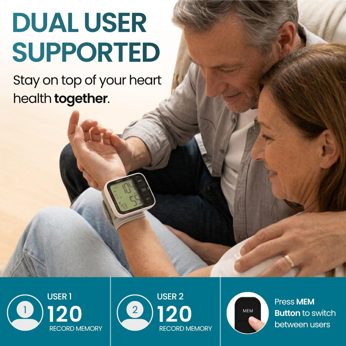 Wrist Blood Pressure Monitor with Large LCD Display and Adjustable Cuff P344