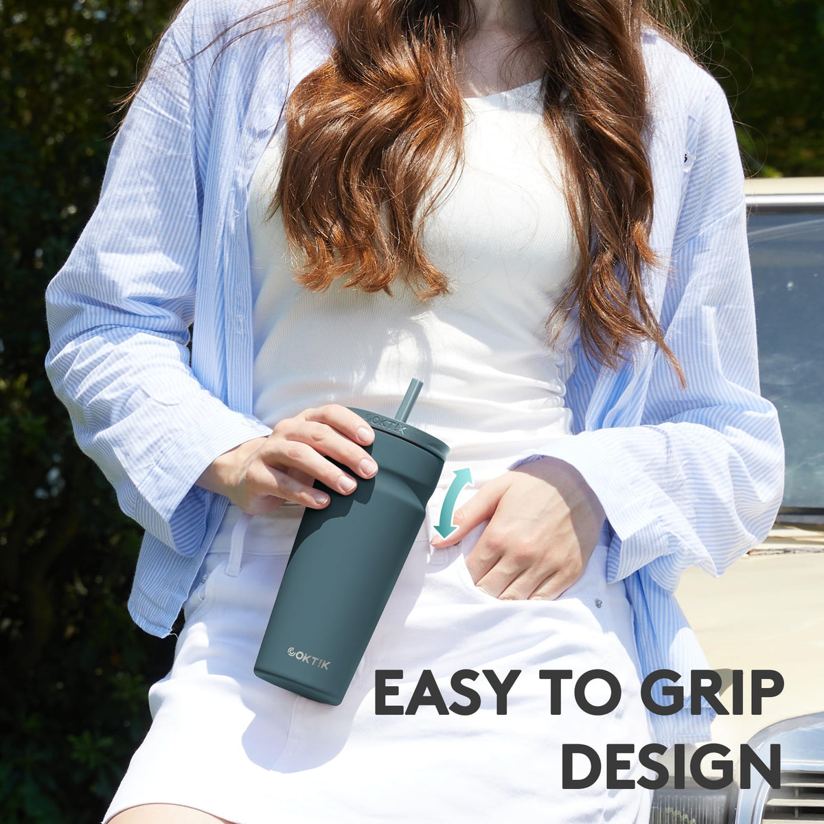 20oz Insulated Stainless Steel Tumbler with Lid and Straw W8036