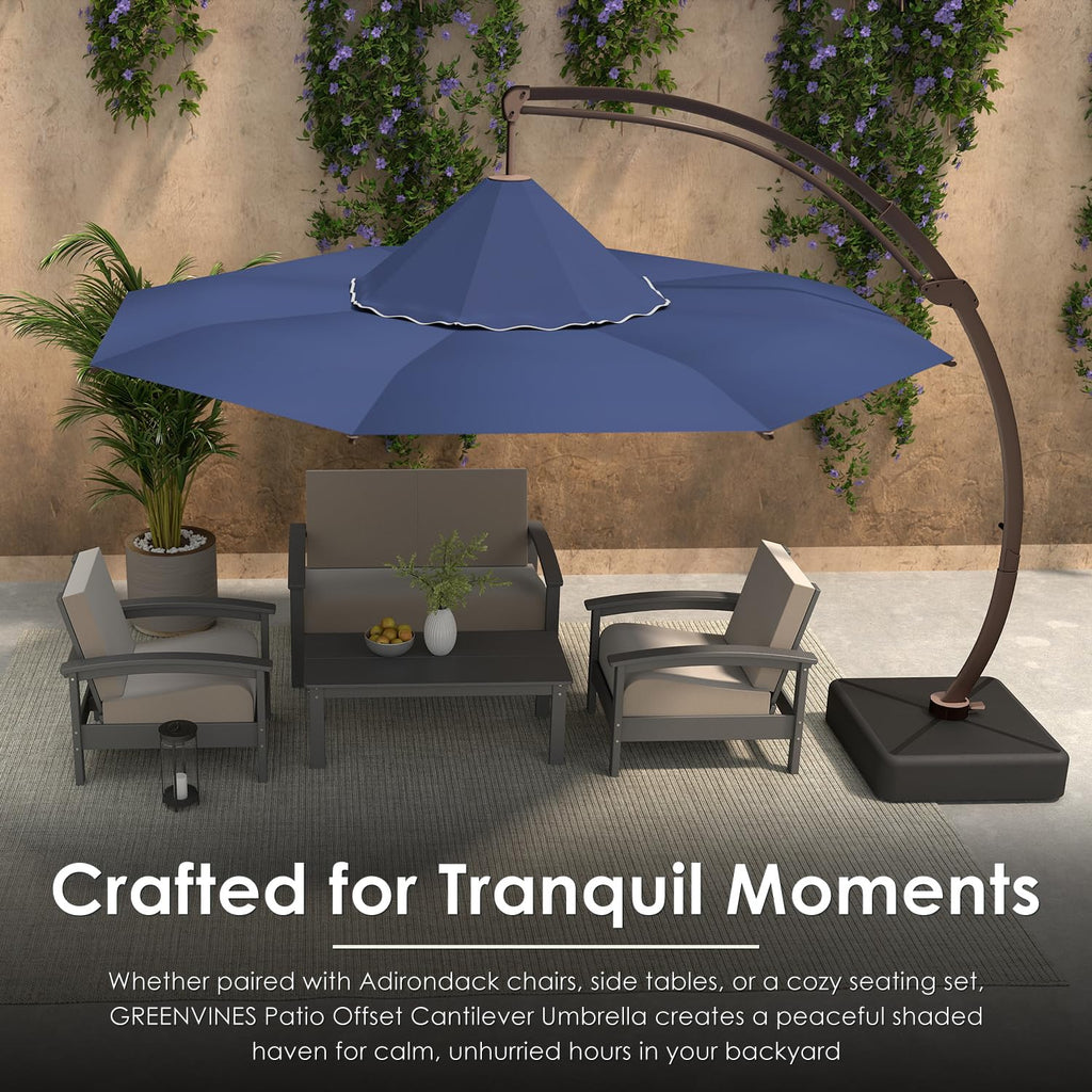 11-FT Patio Offset Cantilever Umbrella with Base I5975