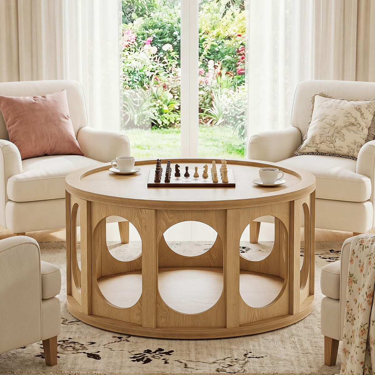 Round Coffee Table with Storage P1303