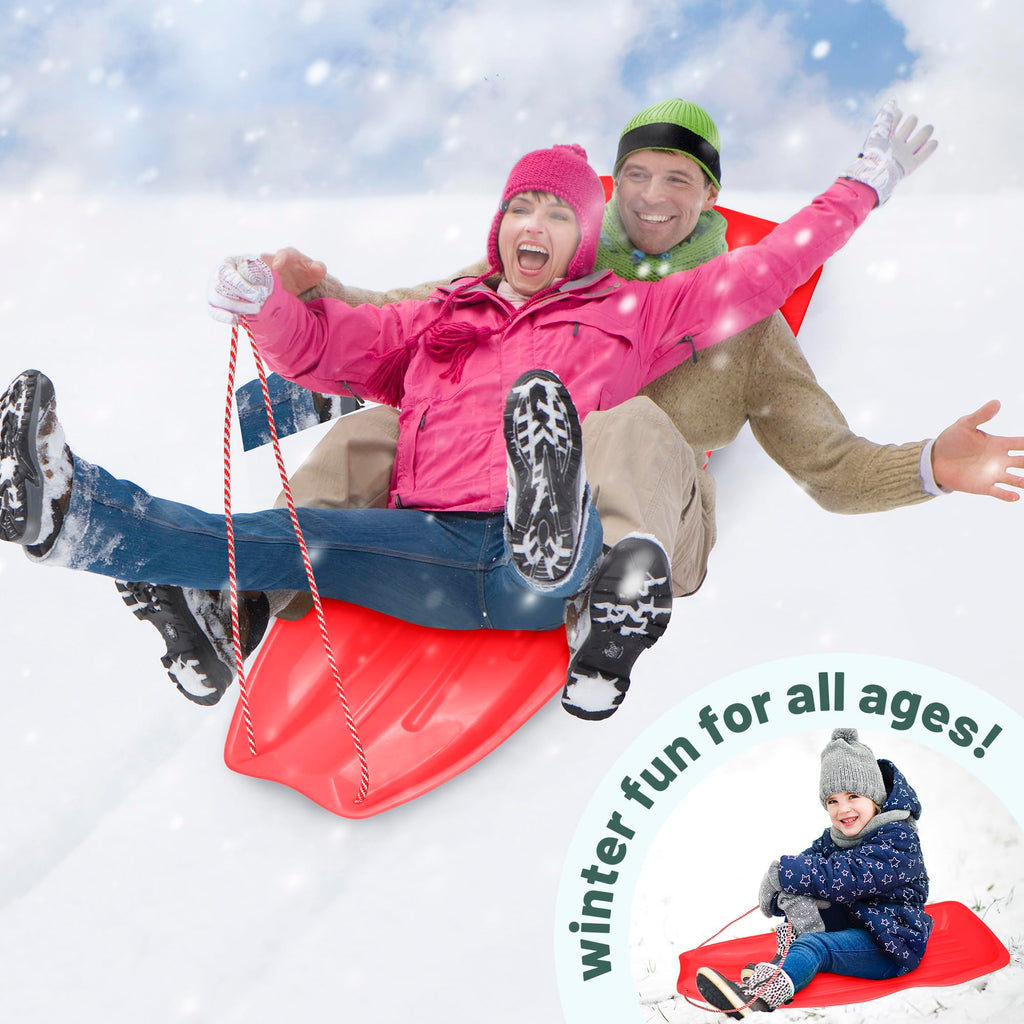 Plastic Toboggan Snow Sled with Pull Rope and Handles F58506