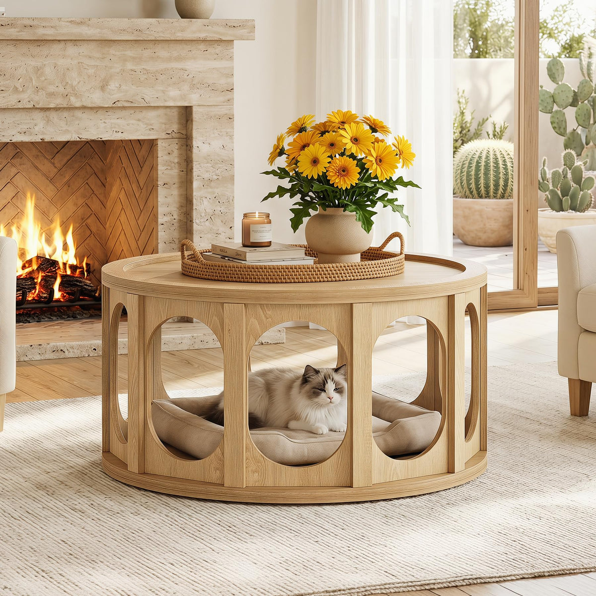 Round Coffee Table with Storage P1303