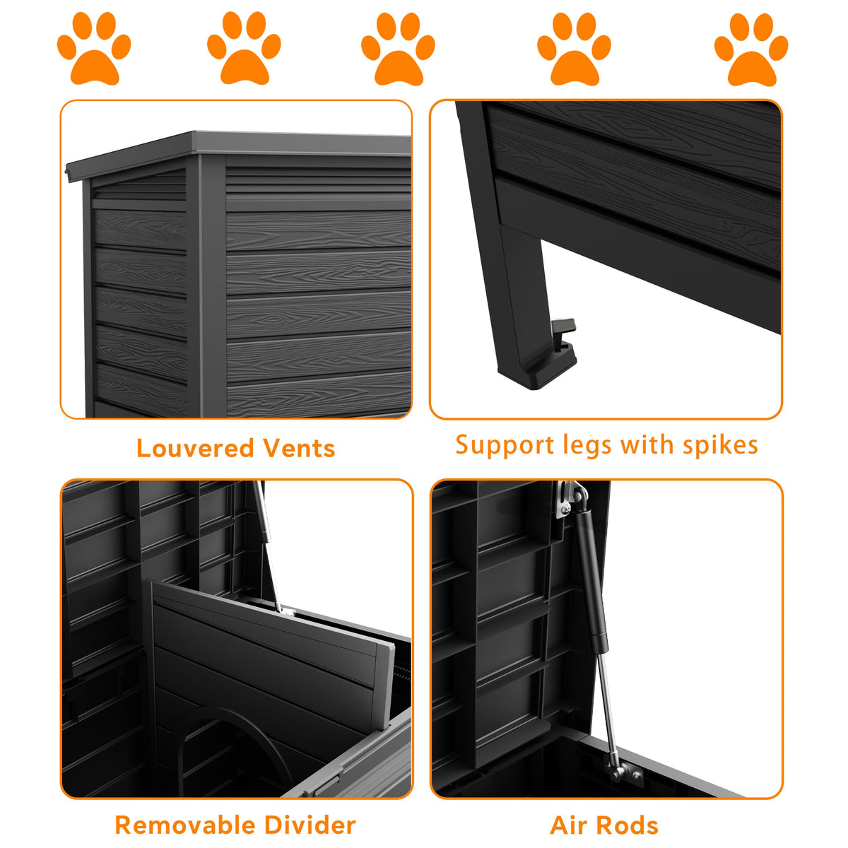 Outdoor Cat House, Black, Large F282