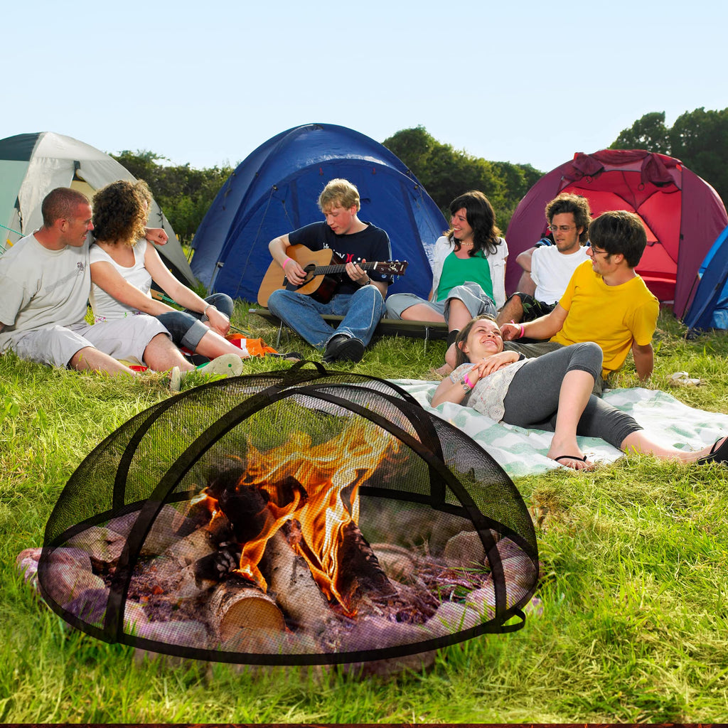 32" Round Fire Pit Spark Screen Cover with Door A7817