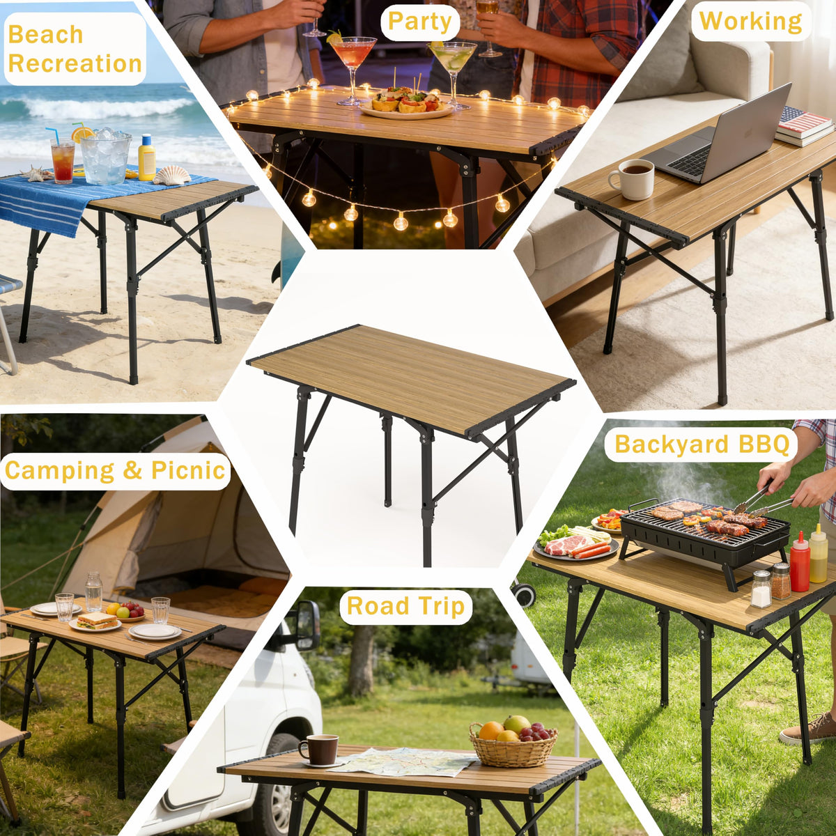 Lightweight Aluminum Alloy Folding Camping Table with Carry Bag M758224