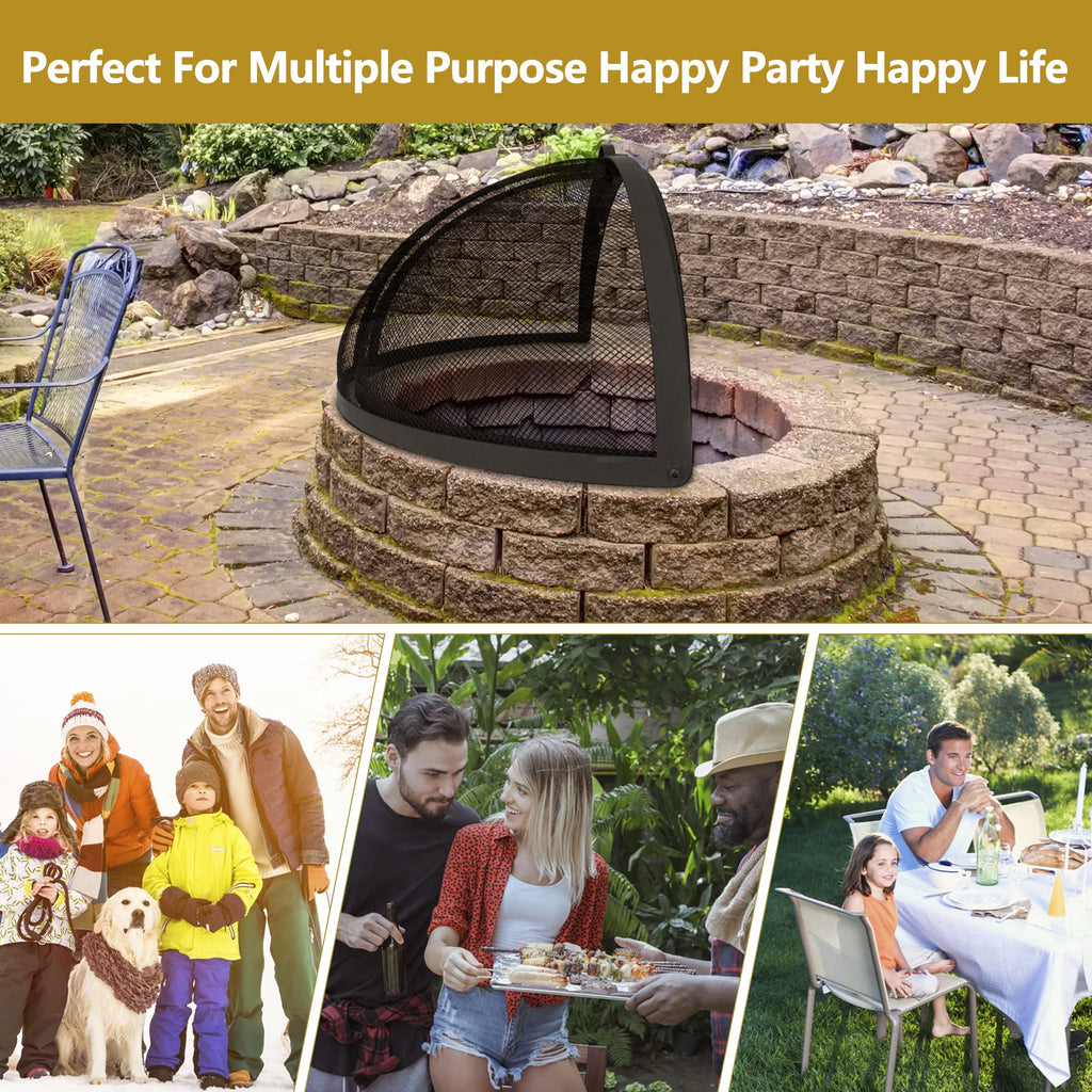 32" Round Fire Pit Spark Screen Cover with Door A7817